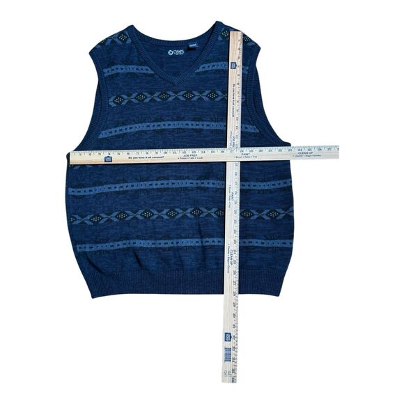 Chaps Mens Navy‎ Patterned Knit V-neck Sweater Vest-Size XL - Picture 7 of 8